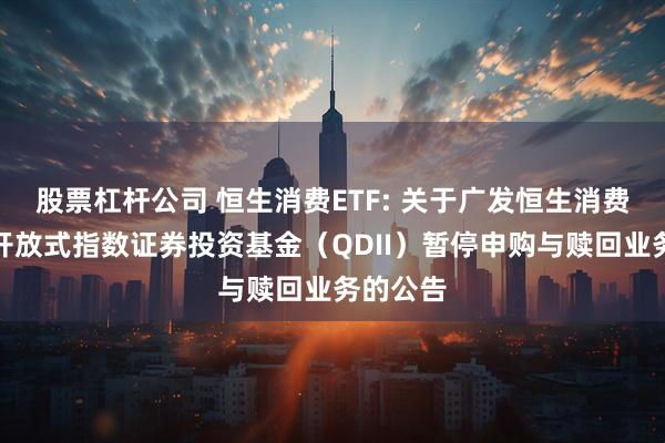 股票杠杆公司 恒生消费ETF: 关于广发恒生消费交易型开放式指数证券投资基金（QDII）暂停申购与赎回业务的公告